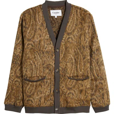 Corridor Opus Textured Paisley Cardigan In Brown