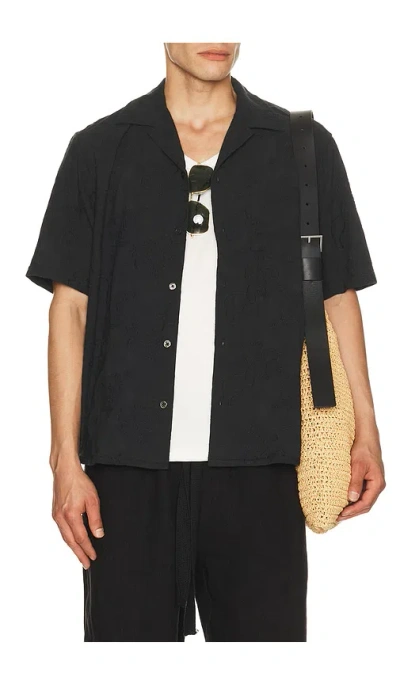 Corridor Paisley Embroidery Short Sleeve Shirt In Black