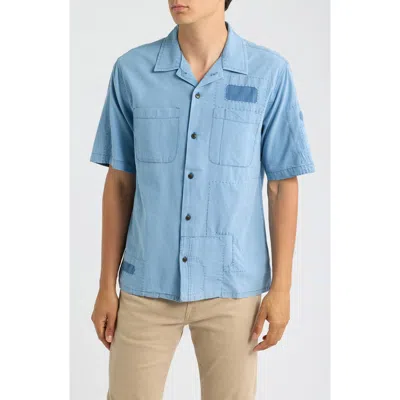 Corridor Patchwork Short Sleeve Shirt In Blue