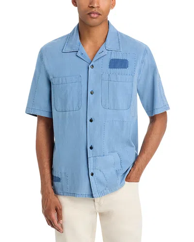 Corridor Patchwork Short Sleeve Shirt In Blue