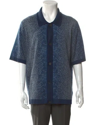 Pre-owned Corridor Patterned Collar Cardigan In Blue