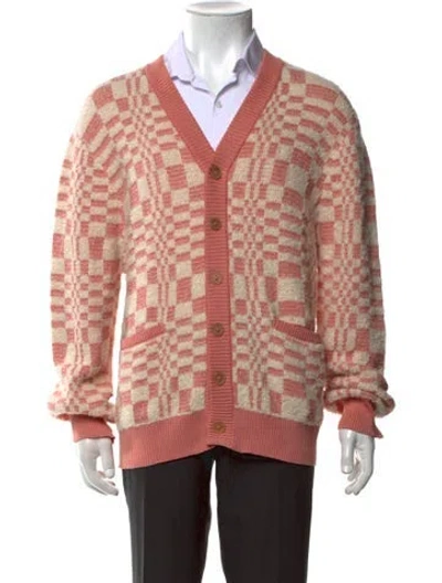 Pre-owned Corridor Patterned V-neck Cardigan In Pink