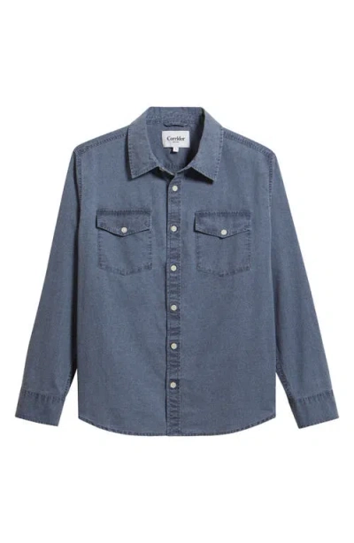 Corridor Pigment Dye Canvas Button-up Shirt In Blue
