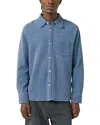 Corridor Pigment Dyed Waffle Texture Long Sleeve Shirt In Blue