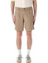 Corridor Heavy Twill Pleated Shorts Khaki In Brown