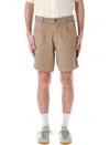 Corridor Heavy Twill Pleated Shorts Khaki In Brown