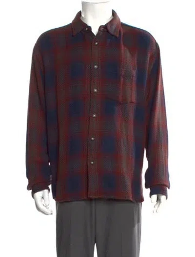 Pre-owned Corridor Plaid Print Long Sleeve Dress Shirt In Red