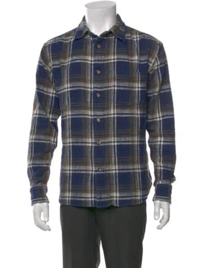 Pre-owned Corridor Plaid Print Long Sleeve Shirt In Blue