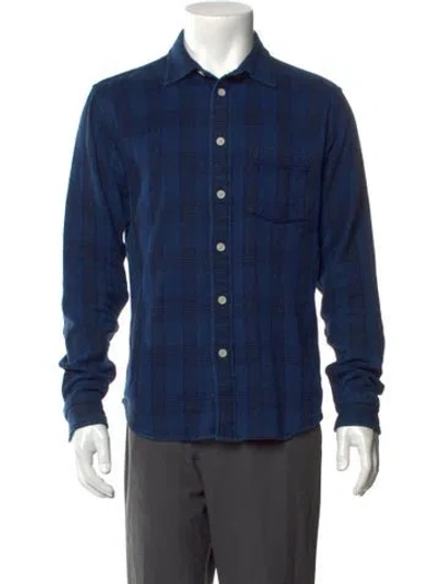 Pre-owned Corridor Plaid Print Long Sleeve Shirt In Blue