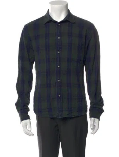 Pre-owned Corridor Plaid Print Long Sleeve Shirt In Blue