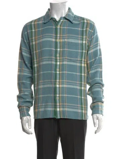 Pre-owned Corridor Plaid Print Long Sleeve Shirt In Blue/green