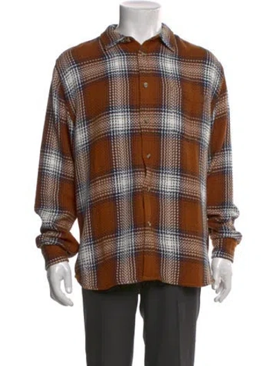 Pre-owned Corridor Plaid Print Long Sleeve Shirt In Brown