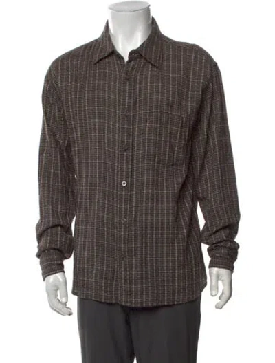 Pre-owned Corridor Plaid Print Long Sleeve Shirt In Brown