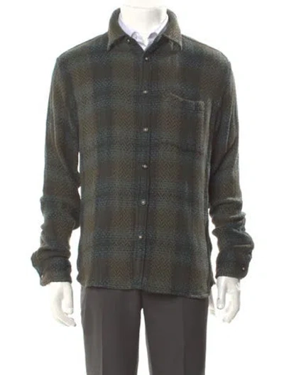 Pre-owned Corridor Plaid Print Long Sleeve Shirt In Green