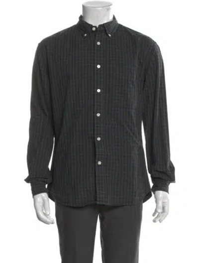 Pre-owned Corridor Plaid Print Long Sleeve Shirt In Green