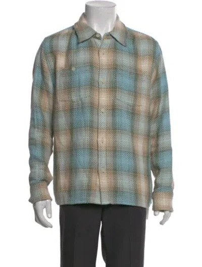 Pre-owned Corridor Plaid Print Long Sleeve Shirt In Green