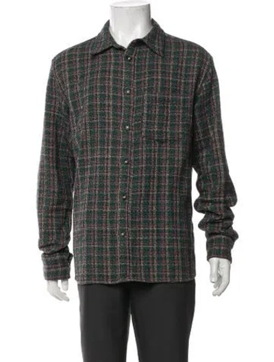 Pre-owned Corridor Plaid Print Long Sleeve Shirt In Green