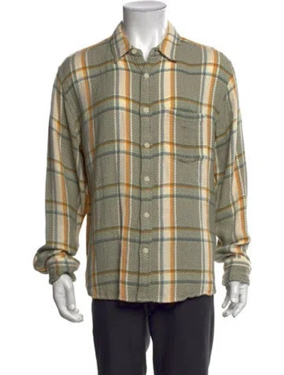 Pre-owned Corridor Plaid Print Long Sleeve Shirt In Green