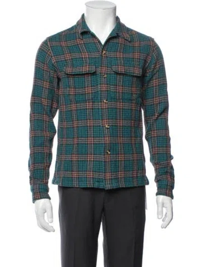 Pre-owned Corridor Plaid Print Long Sleeve Shirt In Green
