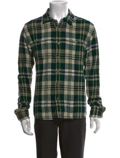 Pre-owned Corridor Plaid Print Long Sleeve Shirt In Green