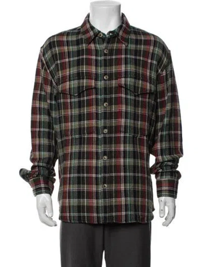 Pre-owned Corridor Plaid Print Long Sleeve Shirt In Green