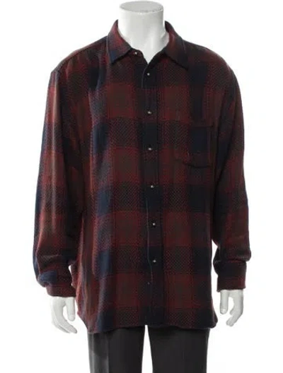 Pre-owned Corridor Plaid Print Long Sleeve Shirt In Red