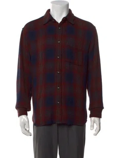 Pre-owned Corridor Plaid Print Long Sleeve Shirt In Red