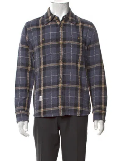 Pre-owned Corridor Plaid Print Long Sleeve Shirt W/ Tags In Blue