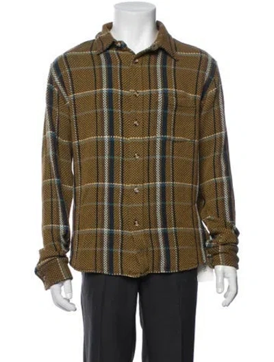 Pre-owned Corridor Plaid Print Long Sleeve Shirt In Yellow