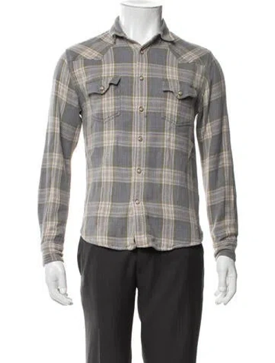 Pre-owned Corridor Plaid Print Long Sleeve Western Shirt In Multicolor