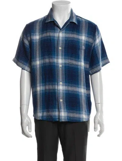 Pre-owned Corridor Plaid Print Short Sleeve Shirt In Blue