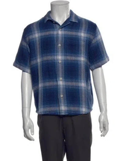 Pre-owned Corridor Plaid Print Short Sleeve Shirt In Blue