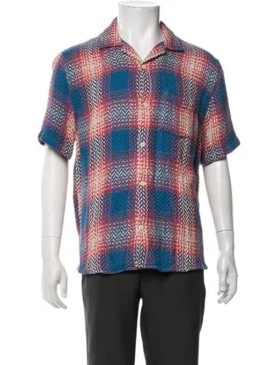 Pre-owned Corridor Plaid Print Short Sleeve Shirt In Blue