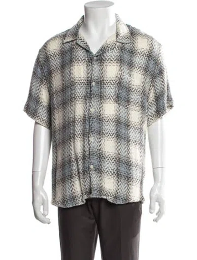 Pre-owned Corridor Plaid Print Short Sleeve Shirt In Blue/neutrals