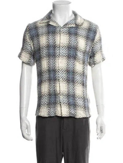 Pre-owned Corridor Plaid Print Short Sleeve Shirt In Blue/neutrals