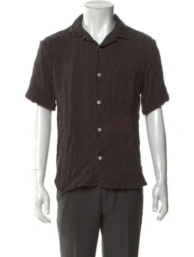 Pre-owned Corridor Plaid Print Short Sleeve Shirt In Brown