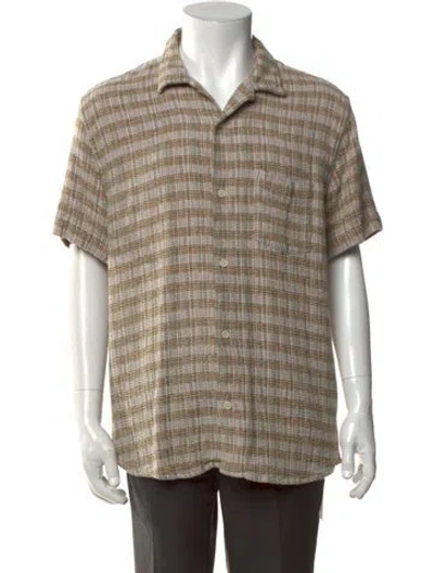 Pre-owned Corridor Plaid Print Short Sleeve Shirt In Neutrals