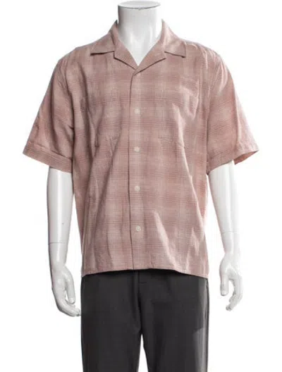 Pre-owned Corridor Plaid Print Short Sleeve Shirt In Pink