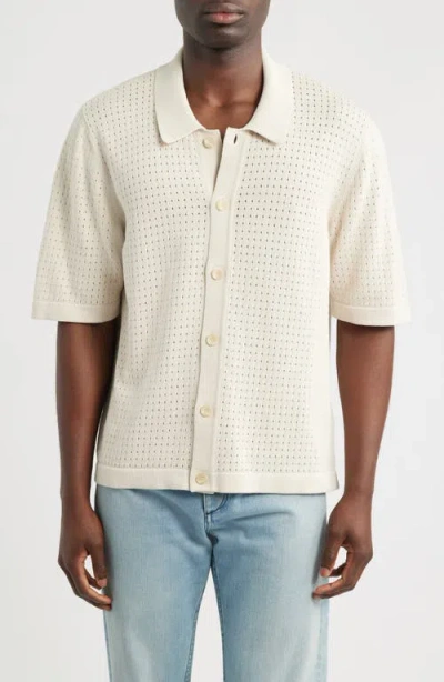 Corridor Pointelle Short Sleeve Organic Cotton Sweater In White