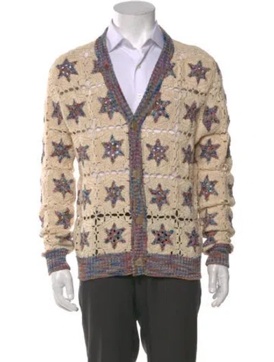 Pre-owned Corridor Printed V-neck Cardigan In Neutral