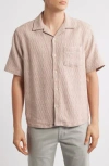 Corridor Rainbow Weave Cotton Camp Shirt In Pink