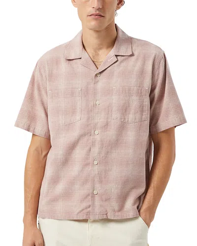 Corridor Relaxed Fit Linen Plaid Short Sleeve Shirt In Pink