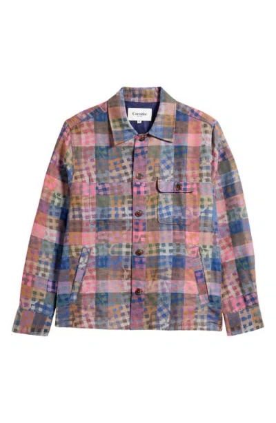 Corridor Rocko Patchwork Jacquard Cotton & Linen Military Shirt Jacket In Multi