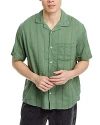 Corridor Striped Seersucker Short Sleeve Button-up Camp Shirt In Green