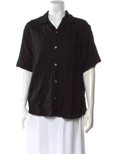 Pre-owned Corridor Short Sleeve Button-up Top In Black