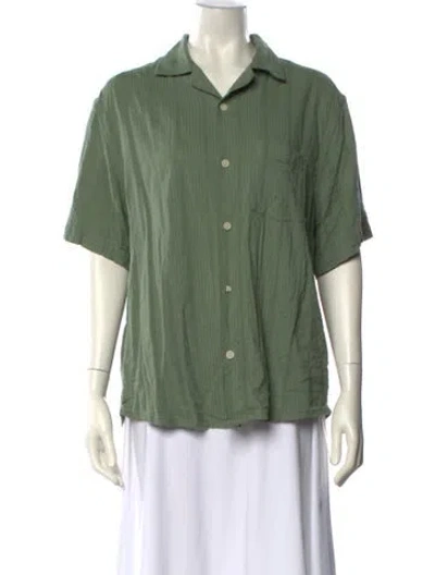 Pre-owned Corridor Short Sleeve Button-up Top In Green