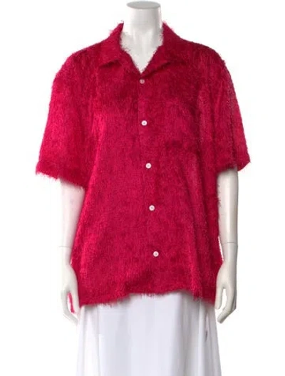 Pre-owned Corridor Short Sleeve Button-up Top In Pink