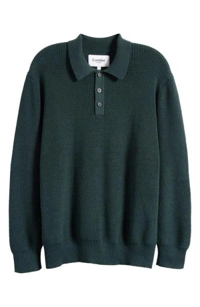 Corridor Slouchy Cotton Polo Sweater In Grn