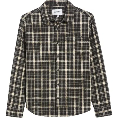 Corridor Spacerock Long Sleeve Plaid Cotton Shirt In Black