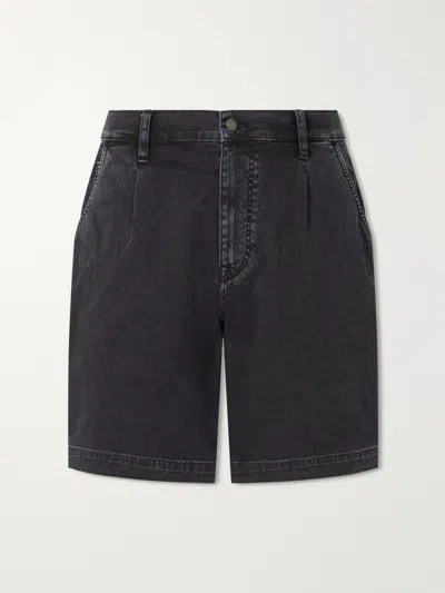Corridor Spring Wide-leg Stretch-cotton Denim Shorts In Black